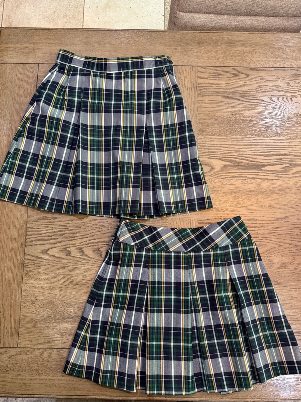 Dennis- School Uniform Plaid Pleated Mini Skirts- Green/Navy/Yellow/White